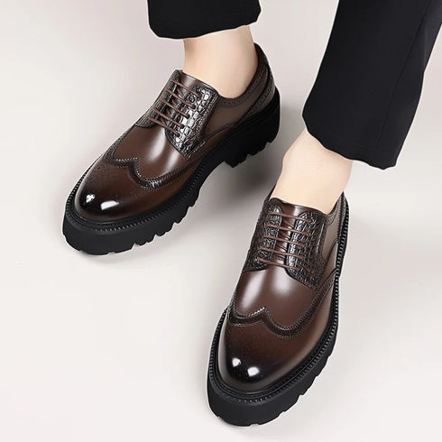 Mens Derby Shoes Height Increase Formal Dress Footwear Casual Leather Oxford Shoes